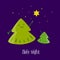 Fun Christmas tree with little tree looking at the star of David. Holy night. Greeting card. Vector illustration