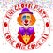Fun clowns party invitation. Funny happy laughing clown with hat and nose illustration