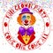 Fun clowns party invitation. Funny happy laughing clown with hat and nose vector illustration