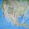 Fun Colorful North America USA travel map with airplanes