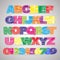 Fun colorful scratched vector font