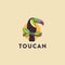 Fun colorful toucan logo mascot cartoon vector illustration