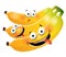 Fun cute bunch banana cartoon characters. Vector illustration, isolated, clip-art on a white background