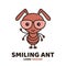 Fun cute smiling smart ant in glasses