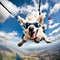 Fun dog parachuting - ai generated image