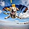 Fun dog parachuting - ai generated image