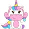 Fun doodle sticker, Unicorn kid sticker, sticker for kids. Happy unicorn. baby unicorn