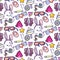 Fun doodles vector icons seamless pattern.