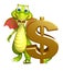 Fun Dragon cartoon character with doller sign