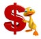 Fun Duck cartoon character with doller sign