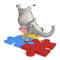 Fun Elephant cartoon character with puzzle