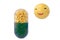 Fun emoji and capsule.3D illustration.