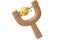 Fun emoji and slingshot.3D illustration.