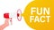 Fun fact feedback megaphone yellow banner in 3D style on white background. Motion graphics.