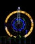 Fun fair Giant Ferris wheel spinning at night. Slow shutter photograph of a rotating giant wheel at night.