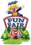 Fun fair sign template with happy clown in background