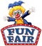 Fun fair sign template with happy clown in background