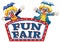 Fun fair sign template with two happy clowns