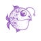 Fun fish doodle. Drawing purple fish