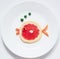 Fun food for kids on white plate