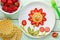 Fun with food - strawberry kiwi waffle flower