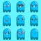 fun ghost emoticon set with different expression