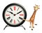 Fun Giraffe cartoon character with clock