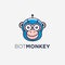 Fun glasseye monkey robot logo icon vector template