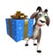 Fun Goat cartoon character with gift box