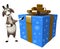 Fun Goat cartoon character with gift box