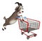 Fun Goat cartoon character with trolly