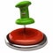 Fun green thumbtack on red button