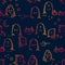 Fun hand drawn halloween seamless pattern with ghosts, graveyard, pumpkins - great for textiles, banners, wallpapers, wrapping -