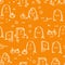 Fun hand drawn halloween seamless pattern with ghosts, graveyard, pumpkins - great for textiles, banners, wallpapers, wrapping -