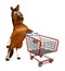 fun Horse cartoon character with trolly
