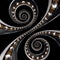 Fun incredible Industrial Ball Bearing. Double spiral effect technology black background. Funny abstract texture fractal