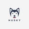 Fun minimalist Smiley Siberian Husky dog logo icon vector illustration