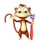 Fun Monkey cartoon character with tooth brush