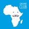 Fun moustache club cartoon Africa hand drawn map