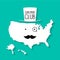 Fun moustache club flat cartoon America map