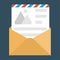 Fun An open envelope with document, concept of letter flat icon