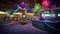 Fun party in modern nightclub with illuminated multi colored decoration generated by AI