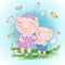 Fun Pig Family Mother and Son. Funny cartoon pigs