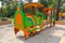 Fun playground in the form of a colorful locomotive