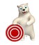 Fun Polar bear cartoon character with target sign