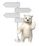 Fun Polar bear cartoon character with way sign