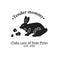 Fun Rabbits Animal. Premade Logo. Black and white colors. Isolated background. Hand-drawn Stamp silhouette. Wedding