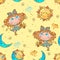 A fun seamless pattern for kids. Zodiac sign Virgo. Vector