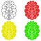 Fun set color Brain flat icon. red, yellow, green, white