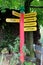 Fun signpost pointing to adventure and excitement